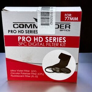Commander Optics 77mm PRO HD Filter Kit UV CPL FLD 3PC Digital Lens Set New